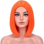 MAGQOO Orange Wig Orange Bob Middle Part 10 Inches Women Girls Short Straight Bob Wig Synthetic Heat Resistant Cosplay Costume Party Wigs