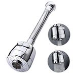 Qoosea 360 °Swivel Sink Faucet Extended Bubbler Tap Aerator Water Saving Filter Tap Spray Adjuster Nozzle Head for Kitchen (Long)