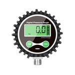 Digital gas pressure gauge with 1/4 inch NPT connection at the bottom and rubber protector from uharbour, 0 200 PSI, accuracy 1% .f.s.…