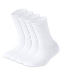 SONNORS 4-Pairs White Tennis Socks for Men - Breathable Cotton Men's Athletic Socks - Girls Sport Trainer Socks 13-15