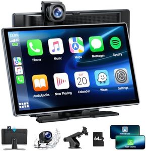 Lamto Portable Autoradio Carplay & Android Auto sans Fil,Radio Voiture Tactile 9 Pouces avec 4K+1080P Dashcam Voiture Avant Arrière, Stéréo Récepteur avec Lien Miroir/Bluetooth/GPS/Siri/FM/AUX/64G TF