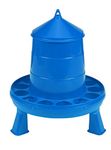 Little Giant 4 Pound Poultry Chicken or Bird Feeder Dispenser Container with Feed Saver Ring, Carrying Handle, and Legs, Blue