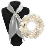 Gemini_Mall Elegant Faux Pearl Rhinestone Scarf Ring Silk Scarf Buckle Clip Gift