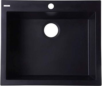 ALFI brand AB2420DI-BLA Drop-in Single Bowl Granite Composite Kitchen Sink, 24-Inch, Black