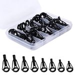 KINBOM 40pcs Fishing Rod Tip Repair Kit, 1.8-3.2mm Stainless Steel Rod Tip Replacement with Plastic Box Fishing Rod Ceramic Guide Rings for Freshwater Saltwater Fishing Lovers (Black, 8 Sizes)