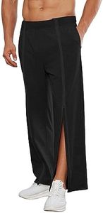 Deyeek Tear Away Pants for Men Full Zipper Legs Sweat Pants Mens Open Bottom Sweatpants Breakaway Cotton Post Surgery Pants, Black, X-Large