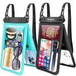 Rynapac Waterproof Phone Pouch, 2 Pack Double Capacity Waterproof Phone Case for iPhone 15/14/13/12/11 Pro Max,Samsung GalaxS22/S21/S20/S10/Note 20/10/9 up to 10",IPX8 Universal Dry Bag for Vacation.