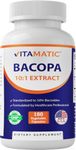 Vitamatic Bacopa Monnieri 2500 mg Equivalent Per Serving (from 10:1 Extract 250 mg) Nootropic Herbal Supplement - 50% Bacosides, Non-GMO & Gluten Free - 180 Vegetable Capsules