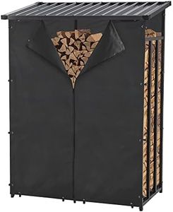 casa.pro Portalegna Coperta (AxLxP) 185 x 130 x 70 cm Deposito in Acciaio per Legna da Ardere con Tettuccio e Tela Copertone con Cerniera Lampo