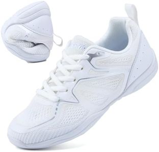 DADAWEN Girls Cheer Shoes White Cheerleading Shoes Dance Athletic Training Tennis Breathable Women Youth Lightweight Competition Cheer Sneakers White US Size 7/EU Size 38