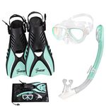 Seavenger Hanalei Anti-Fog 4-Piece Snorkeling Set (Kids-Mint, X-Small)