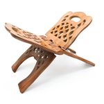 Naayaab Craft Handmade & Handcraft Sheesham Wooden Book Holder Display Stand | Folding Religious Prayer Free Reading Stand with Intricate Carvings| Rehal for Religious Holy Books - Size 13 inch