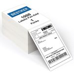 BESTIKER 4”x6” Direct Thermal Labels Pack of 1000, Commercial Grade Fan-fold Shipping Labels for Thermal Printers Compatible with Zebra & Rollo, Permanent Adhesive Label Paper 1 Pack Total