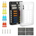 Aebitsry 12 Way Fuse Box Blade Fuse Block with LED Indicator W/Negative Bus,Waterproof 12-Circuit Blade Fuse Panel 30A Per Circuit for Automotive Car Boat Marine SUV