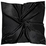 36.4 x 36.4 Inches Satin Silk Scarf Square Plain Black Scarves Bandanas Women Shiny Large Head Scarf Soft Solid Color Lightweight Neck Wrap Pure Wrapping Sleeping Headscarf for Ladies Girls Hair Decor