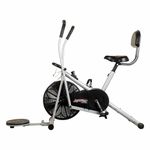 SHAPEWELL Air Bike Exercise Cycle with Moving or Stationary Handle | with Back Support Seat + Side Handle + Twister | Adjustable Resistance with Cushioned Seat | Fitness Cycle for Home Gym