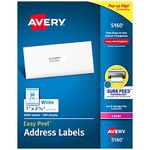 Avery Easy Peel White Mailing Labels for Laser Printers, 1 x 2.62 Inch, Box of 3000 Labels (5160)