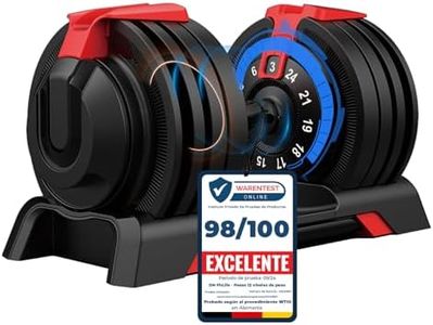 DH FitLife 24kg Mancuernas Ajustables 3 a 24 KG con 12 Niveles de Peso, Juego de Mancuernas con Discos de Pesas, Mancuernas Cortas Ajustables, Pesos Variables 12 en 1 (Juego de 2 Pieza)