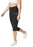 Fenoix Women Printed Black Slim Fit Capri Tights For Sports And Yoga