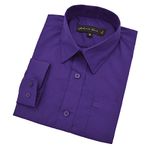 Big Boy's Long Sleeves Solid Dress Shirt #JL32 (8, Purple)