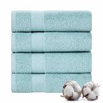 TEXTILOM 100% Turkish Cotton 4 Pcs Hand Towel Set, Luxury Hand Towels for Bathroom, Soft & Absorbent Bathroom Hand Towels Set (16 x 28 inches)- Aqua