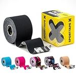 SPORTTAPE Kinesiology Tape - 5m Roll - Black | Physio & Sports Injury Muscle Tape for Shoulder, Knee, Ankle Shin Splints Support. Waterproof & Hyopallergenic Kinetic Sports Tape