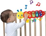 KiddoLab Lira The Caterpillar, Baby Music Light Up Toy Piano 3 Months+ Colorful Crib, Stroller, and Carseat Sing Along Attachment for Toddler Kids Learning Crib Accessories Toy with Music and Sounds