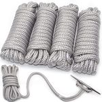 INNOCEDEAR 4 Pack 1/2” X 15’|Marine-Grade Double-Braided Nylon Dock Line with 12” Eyelet.Hi-Performance Boat Rope Mooring Rope (Gray)