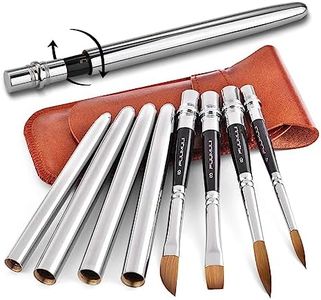 Kolinsky Sable Travel Watercolour Brushes - 4 pcs Artist Professional Premium Kolinsky Sable Watercolour Paint Brushes - Pointed Rounds Dagger Flat for Watercolour, Acrylics, Inks, Gouache Painting