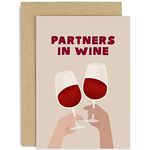 Old English Co. Funny Wine Birthday Card for Women Men - 'Partners in Wine' Humorous Birthday Card for Him or Her - Fun Birthday Card for Best Friend, Sister, Colleague | Blank Inside with Envelope