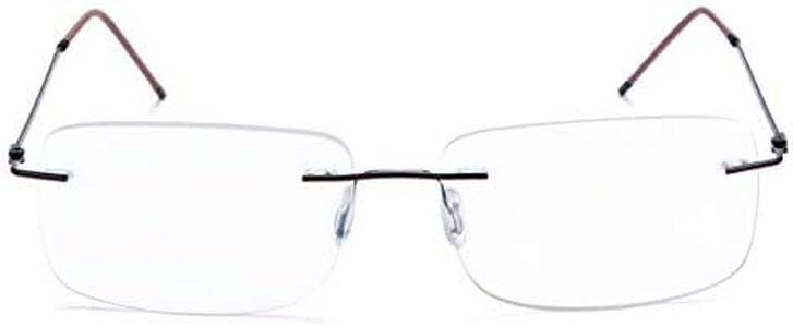 Rimless Progressive Multifocus Reading Glasses Blue Light Blocking No Line Multifocal Computer Readers for Women Men Rectangular Eyewear Titanium Lightweight Magnification Presbyopia Eyeglasses