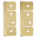 3 1/2" Flag Three Leaf Brass Plated Hinge Bi-Fold & Shutter | Pack of 20 | Non-Mortise Cabinet Furniture Hardware | NH14-SB (10)