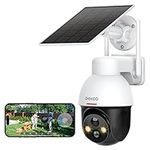 DEKCO 2K 360° Security Camera Outdoor Wireless Solar, CCTV Camera Systems with Color Night Vision, WiFi Camera, 360° Camera Pan Tilt, Motion Detection & Siren, Two-Way Audio, IP65