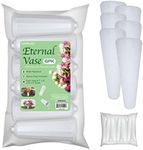 Essentially Yours Memorial Floral Vases with Foam Included - (White, 6 Pack) | Outdoor In Ground Vases with Stakes, for Fresh and Artificial Flowers