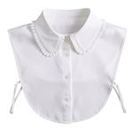 White Dickie Collar Shirt Scarves Fake Collar Detachable Chiffon Ruffle Half- shirt Blouse Faux Collars for Women Girls Faux Shirt Collar Detachable Dickey Collar