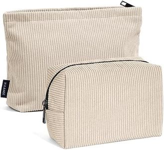 MAANGE Cosmetic Bags for Women Small Makeup Bag for Purse Corduroy Makeup Pouch Travel Makeup Bag Portable Make Up Bag for Travelling (Beige)