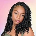 8 Packs Goddess Box Braids Crochet Hair 10 Inch Pre-looped Bohemian Crochet Boho Box Braids With Curly Ends 3X Crochet Braids Hair for Women Synthetic Braiding Hair (#1B)