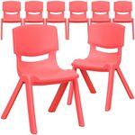 Flash Furniture Whitney 8 Pack Red Plastic Stackable School Chair with 12'' Seat Height