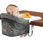 MTWML Hook On High Chair with Tray,Portable Baby High Chair that Attaches to Table,Clip On Fast Table High Chair for Babies and Toddlers.Baby Feeding Seat for Dining Table and Counter(Stripe-Black)