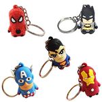 BonZeal Birthday Gift for Boy Kids Silicone Superhero Keychain Pack of 5 Keychains Gift for Birthday Special, Gift for Friend