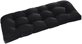 downluxe Outdoor Bench Cushion for Patio Furniture, Waterproof Tufted Overstuffed Porch Swing Cushions, Memory Foam Outdoor Loveseat Cushions, 48" X 18" X 5", Black, Set of 1