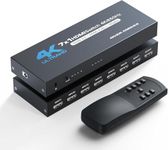 HDMI switcher 7 in 1 Out, 7x1 HDMI 2.0 Switcher 4K with Wireless IR Remote Support 7 in 1 Supports 4K 60Hz 3D Dolby Vision/Atmos for HDTV Digital Projectors Home Cinema XBOX, PS5/4, Roku, Fire Stick