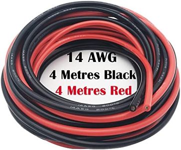 CESFONJER Cable de silicona de 14 AWG, Cable de cobre estañado flexible resistencia a alta temperatura, para RC Coche, avión no tripulado, batería de avión, etc [4 metros negro y 4 metros rojo]