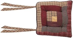 Millsboro Rustic 14 in Log Cabin Chair Pad Red Patchwork Cotton Tie Back(s) Square Kitchen Table Decor