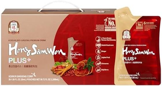 CheongKwanJang [Hong Sam Won Plus - Korean Red Ginseng Drink] Korean Red Panax Ginseng Extract Drinks, Pre Workout Energy Drink for Men & Women, Korean Food, Boost Productivity - 30 Pouches