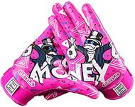 Battle Sports Money Man 2.0 Wide Receiver Football Gloves - Adult and Youth Football Gloves - Ultra Grip Gloves - Youth Medium, Neon Pink