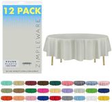 ZIMPLEWARE Premium Light Grey Plastic Table Cloth Disposable (12 Pack) Round Tablecloth (84in) Party Table Cloths Disposable, Perfect Table Cloth Round Cover for Any Table Up to 6 Feet