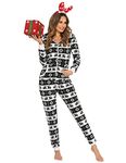 Orshoy Womens Soft Onesies All in One Christmas Jumpsuits Fleece PJs Family Matching Sleepwear Holiday Sleepsuit Gifts Reindeer Black M