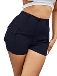 Aahwan Solid Shorts Flap Side Pockets Dark Blue Cargo Shorts for Women's & Girl's (258-DB-34)