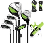 Tangkula 7 Pieces Junior Golf Club Set for Kids Age 11-13 Right Hand, Children’s Golf Clubs Set with #1 Driver & #4 Hybrid & #7/#9/#S Irons & Putter, Head Covers, Golf Stand Bag with Rain Hood